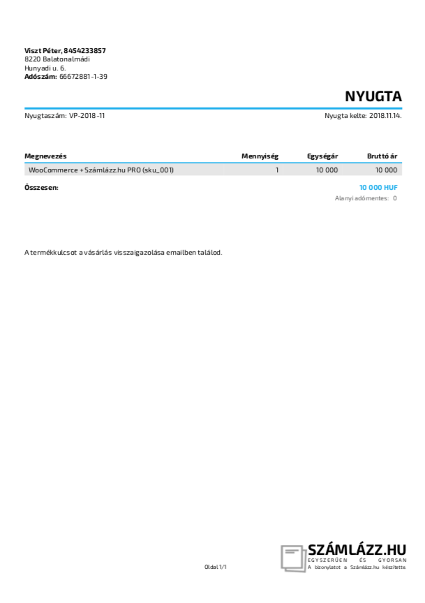 e nyugta Automatikus számlázás WooCommerce webáruházakban a számlázz.hu segítségével