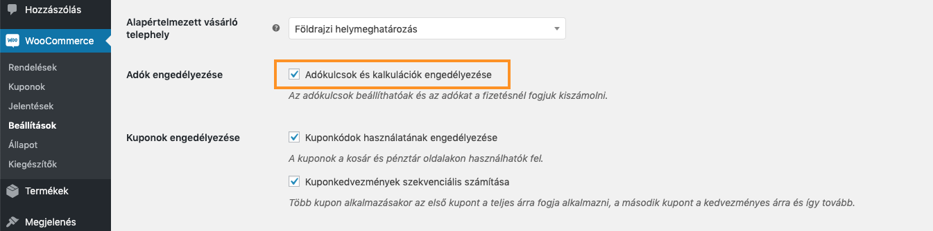 kep1 Áfakulcsok beállítása WooCommerce áruházakban