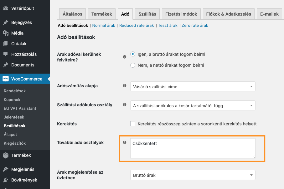 kep13 Áfakulcsok beállítása WooCommerce áruházakban