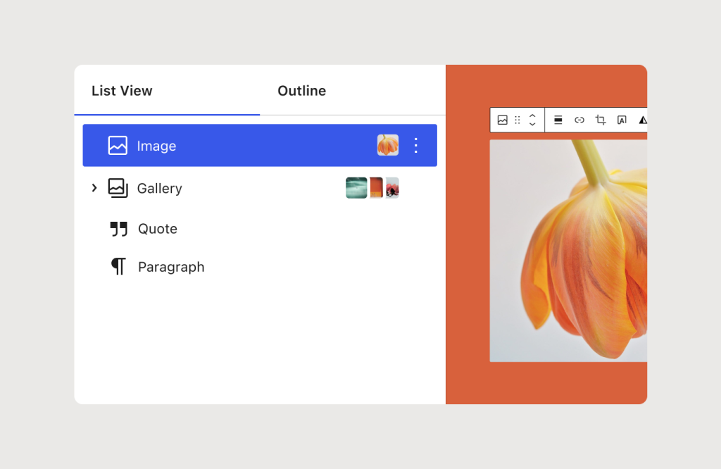 list view images WordPress 6.4 “Shirley”