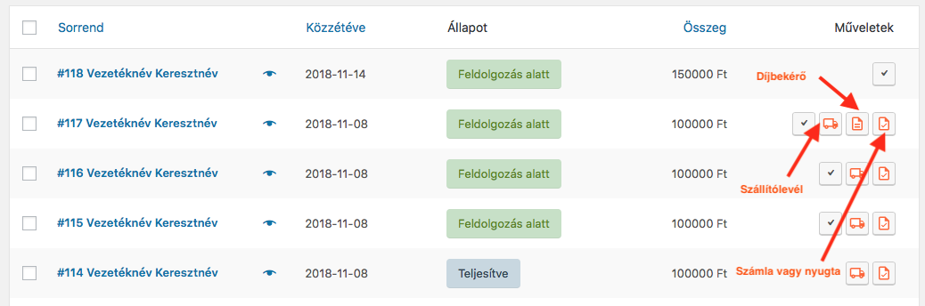 rendelesek Automatikus számlázás WooCommerce webáruházakban a számlázz.hu segítségével
